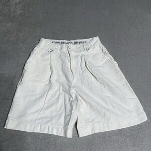 Kikomo Shorts Womens 10 Linen Blend Ivory Beach Casual Comfort High Waist Pleat